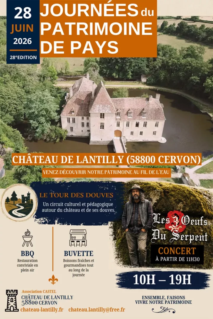 JPP-28-juin-2026-2 Journées du Patrimoine de Pays 28 juin 2026 Le Tour des Douves du Château de Lantilly